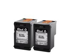 XGdEKA Cartucho de Tinta Compatible 67xl Rendimiento Negro y Tricolor 67xl para Impresora 6052 6055 Pro 6452 6455 6458(2PK Black)