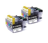 XGdEKA Cartucho de Tinta LC421XL LC421 Compatible con Capacidad para Impresora DCP-J1050DW MFC-J1010DW DCP-J1140DW(2 Set)