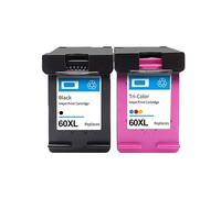 XGdEKA Cartucho de Tinta remanufacturado Compatible con 60 60XL para D110 D2680 D1660 D2500 D2600 D2530 D2545 D5560 F2400 F4200 F4400 F2430 F4224 Solución de Tinta Compatible(BK(1PC) Color(1PC))
