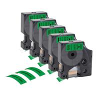 XGdEKA Cinta Adhesiva de Etiquetas D1 de 12 mm 5 10 20PK 45013 45018 45010 45023 Compatible con Impresora LabelManager 160 280 350(5PK Black on Green)