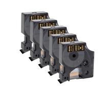 XGdEKA Cinta Adhesiva de Etiquetas D1 de 12 mm 5 10 20PK 45013 45018 45010 45023 Compatible con Impresora LabelManager 160 280 350(5PK Gold on Black)