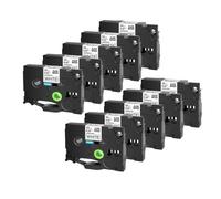 XGdEKA Cinta de Cinta de Etiquetas 10 Uds TZe231 TZe241 TZe251 TZe335 6mm 9mm 12mm 18mm 24mm Compatible con el Fabricante(Black on White)