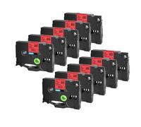 XGdEKA Cinta de Cinta de Etiquetas 10 Uds TZe231 TZe241 TZe251 TZe335 6mm 9mm 12mm 18mm 24mm Compatible con el Fabricante(Black on Red)