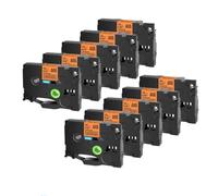 XGdEKA Cinta de Cinta de Etiquetas 10 Uds TZe231 TZe241 TZe251 TZe335 6mm 9mm 12mm 18mm 24mm Compatible con el Fabricante(Black on Flu-Orange)