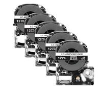 XGdEKA Cinta de Etiqueta SS12KW de 12 mm 5/10pcs Compatible con LK-4WBN ST12KW Etiqueta El Fabricante Funciona con la máquina de Impresora LW-300 400 Label(5PK White on Black)