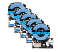 XGdEKA Cinta de Etiqueta SS12KW de 12 mm 5/10pcs Compatible con LK-4WBN ST12KW Etiqueta El Fabricante Funciona con la máquina de Impresora LW-300 400 Label(5PK Black on Blue)