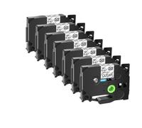 XGdEKA Cinta laminada 7PK TZe231 TZe335 251 TZ221 6 mm 9 mm 12 mm 18 mm 24 mm Compatible con impresoras de Etiquetas(Black on Clear)