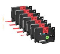 XGdEKA Cinta laminada 7PK TZe231 TZe335 251 TZ221 6 mm 9 mm 12 mm 18 mm 24 mm Compatible con impresoras de Etiquetas(Black on Red)