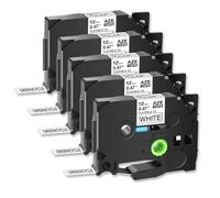 XGdEKA Cinta laminada de identificación Flexible, Paquete de 5, Negro sobre Blanco, 0,47 Pulgadas, Compatible con Cinta de Etiquetas Tze FX231 para impresoras PT 1000