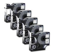 XGdEKA Etiquetas permanentes de poliéster Ind de 5 Unidades, 9 12 mm, compatibles con 18483 4200 5200, Negro sobre Blanco