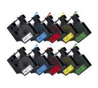 XGdEKA Paquete de 10 Cintas 45013 para D1 45013 45016 45017 45018 45019 45020 Cinta de Etiquetas 12 Mm Negro sobre Blanco Compatible con LabelManager 160 280(10PK Mixed Color)