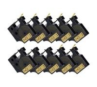 XGdEKA Paquete de 10 Cintas D1 compatibles con 45013, 45013, 45010, 45018, 40913, 43613, 6, 9, 12mm, Cinta de Etiquetas Compatible con Impresora LabelManager 160 280 210D(10PK Black on Gold)