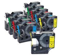 XGdEKA Paquete de 10 Cintas de Etiquetas 45013 de 12mm, Negras sobre Blancas, compatibles con D1 45013 Label Manager 160 280 210 450 LM160(5Mixed Colors)