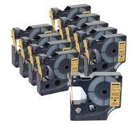 XGdEKA Paquete de 10 Cintas de Etiquetas 45013 de 12mm, Negras sobre Blancas, compatibles con D1 45013 Label Manager 160 280 210 450 LM160(Black on Gold)