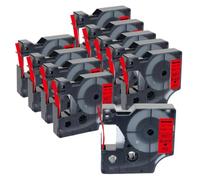 XGdEKA Paquete de 10 Cintas de Etiquetas 45013 de 12mm, Negras sobre Blancas, compatibles con D1 45013 Label Manager 160 280 210 450 LM160(Black on Red)