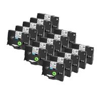 XGdEKA Paquete de 15 Cintas de Etiquetas de identificación Flexibles, Negras sobre Blancas, 231, 221, 131, 631, 6 mm a 24 mm, compatibles con TZE FX TZ(Black on Clear)