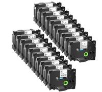 XGdEKA Paquete de 20 Cintas laminadas estándar Negro sobre Blanco Compatible con Cinta de Etiquetas TZe 241 de 18mm para impresoras de Etiquetas