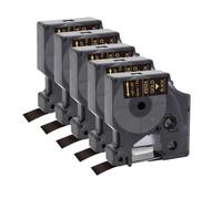 XGdEKA Paquete de 3, 5 Etiquetas 45013 45010 compatibles con Cinta D1 de 12 mm 45013 45018 45022 Impresora de Etiquetas LabelManager 160 280 260D 300(Gold on Black)