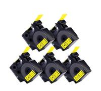 XGdEKA Paquete de 5 Cintas de 24mm para Cinta de Etiquetas D1 53713 53716 53717 53718 53719 Cinta de impresión Compatible con LabelManager 400 450(5PK Black on Yellow)