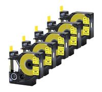 XGdEKA Paquete de 5 Etiquetas de Tubos termorretráctiles de 6 mm A18052 Negro sobre Amarillo compatibles con Impresora Rhion 4200 450 Duo