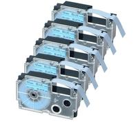 XGdEKA Paquete de 5 Etiquetas estándar Negras sobre Azul, 12mm X 8m, compatibles con Impresora de Etiquetas AR-12BU KL-60 KL-120 KL-HD1 KL-P350W KL-430