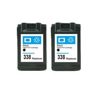 XGdEKA Reemplazo de Cartucho de Tinta remanufacturado 338XL 343XL Compatible con 338 343 para impresoras 5740 6520 6540 6840 8150 Solución de Tinta Compatible(2BK)