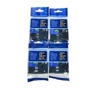 XGdEKA TELATA Negra TECHA Blanca Compatible con EL SETABACIÓN LAMINADA ESTÁNDAR TZE 335 de 12 mm para impresoras de Etiquetas(4Pcs AZE-335)