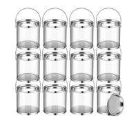 Xgdsnly 12 Piezas Envase Expositor Transparente | Ligero, Recipiente Cilíndrico con Asa Transporte, Tarro Vacío, para Organización Del Hogar, Fiestas y Recuerdos