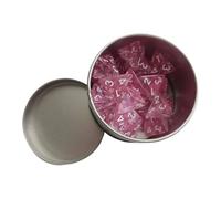 Xgdsnly 25 Piezas Dados Poliédricos Acrílico Mesa Tablero Juego Colección Caja Hierro Portátil Adecuado para Reuniones Regalos Juegos Temáticos, Rosa, Tal como se Describe