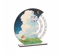 Xgdsnly Calendario de Escritorio Giratorio Calendario Calendario de Madera Calendario Manual Calendario de Mesa con Ruedas para Día Semana Estética Decorativa, Estrella Verde Campo