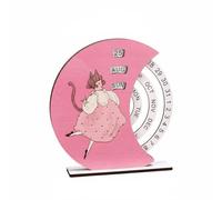 Xgdsnly Calendario de Escritorio Giratorio Calendario Calendario de Madera Calendario Manual Calendario de Mesa con Ruedas para Día Semana Estética Decorativa, Chica Orejas De Gato