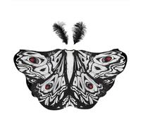 Xgdsnly Capa con Ligero Capa con Diseño Aerodinámico Cómodo con Diseño Aerodinámico para Adultos, Blanco Y Negro, Manto De Polilla Adulto Con Antenas De Plumas Negras