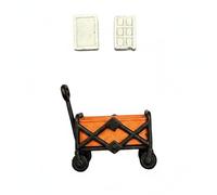 Xgdsnly Carro Industrial Miniatura Remolque Trolley en Escala 1/64 con Acabado Envejecido de Resina Adecuado para Escenas de Camping Maquetas de Calle, Naranja