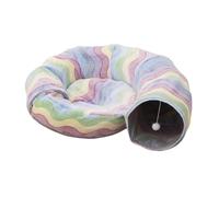 Xgdsnly Conducto Peluche Acolchado Conducto Plegable Suave Juguete para Interiores, Túnel De Gato De Doble Capa con Diseño De Caracol De Rayas Arcoíris, Plegable para Juegos Interactivos