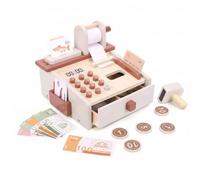 Xgdsnly de Juguete para Niños Registradora Infantil Madera Educativa con Pantalla Teclado Numérico Cajón y Rollo para Adecuada para Aprendizaje de en Casa y Guardería