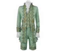 Xgdsnly Disfraz de Príncipe Medieval Estilo Retro Conjunto Noble Vintage Elegante Disfraz de Príncipe Hechizado para Hombres, Adultos, Representación, Verde, 2XL