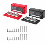Xgdsnly Distribuidor Potencia DC con Bornes Resistente Bloque Distribución Alta Corriente Versátil Colectora con Tornillos Terminal, Rojo Negro