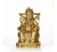 Xgdsnly Estatua de Latón Deidad de la Escultura Figura Ornamento Pulido Metálico Brillo Elegante Relieve Artesanía Fina Adecuada para Mostrador de Tienda, 1.3财神爷