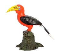 Xgdsnly Estatua de Pájaro Figura Ave Escultura Animal Modelo Ornamento de PVC Realista con Detalles Finos Adecuada para Hogar Fotografía Y Enseñar Niños, Hornbill Naranja