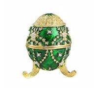 Xgdsnly Estuche de Joyas de Esmalte Caja Huevo Joya Decorativo Reliquia Coleccionable Diseño Ornamentado para Vitrina O Tocador en Aleación Esmaltada Adecuado para Regalo Decoración del Hogar, Verde
