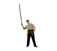 Xgdsnly Figura en Miniatura de Un Pescador, Hecha de Resina, Que Reproduce con Detalle Escenas Fotográficas, Casting de Caña de Pescar