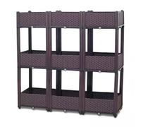 Xgdsnly Jardinera Rectangular con Aspecto Ratán sin Herramientas Cama Jardín Modular Dañina para Principiantes, Hortalizas, Jardinera De 9 Unidades, Tres Niveles, Apilable, 120 40 112cm