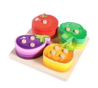 Xgdsnly Juego Clasificación con Columnas Pedagógico Torre Apilar Seguro Torre Ensartables para Niños Pequeños, Verduras