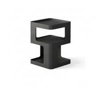 Xgdsnly Mesa Cuadrada Abierta Estilo Nórdico Mesa Minimalista Geométrica Estante Abierto Auxiliar Noche 2 Niveles para Dormitorio, Salón, Negro Carbón
