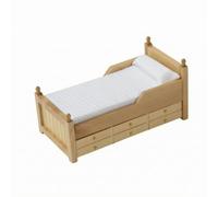Xgdsnly Miniatura Cama para Casa de Muñecas Ob11 Cama Mueble Camita Diseño Clásico con Laterales y Cajonera Integrada en Madera Adecuada para Escenas Temáticas Vitrinas Fotografía de Miniaturas