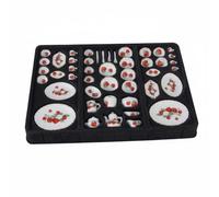 Xgdsnly Miniatura Casa de Cerámica Juego de Cocina Juego de Té Vajilla con Tetera Tazas Platillos y Platos con Borde Dorado en Escala 1 12 Adecuada para Dioramas Fotografía y