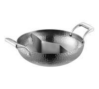 Xgdsnly Olla Dos Compartimentos Martillada Olla con Separador para Cenas res, Plata, 28cm