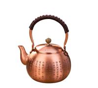 Xgdsnly Tetera Cobre Martillado Tetera Artesanal Estilo Clásico Vajilla para Aficionados Al Té, Coleccionistas, 1420ml, Cobre Púrpura Con Sutra Del Corazón