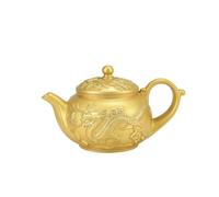 Xgdsnly Tetera Metal Ornamentada Tetera con Relieve Elegante Vajilla para Coleccionistas, Array, Dorado Arena