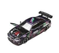 XGFFBAGB 1/64 para GTR R34 Open Cover TM Modelo De Coche De Aleación Colección Decoración(Black,No Box)